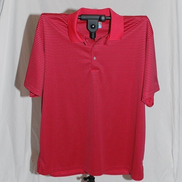 PGA Tour Other - XL Golf PGA Tour Mens Shirt Polo Salmon Pink with Black Stripes Dri-wicking EUC